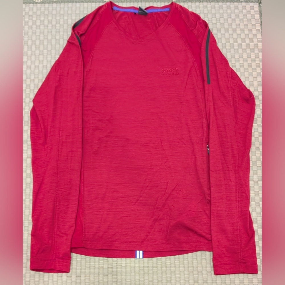 GORE Running Wear Merino Wool Long Sleeve T-shirt Red Men's Size XL
